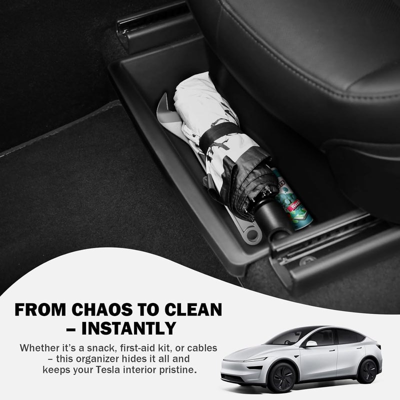 Abystar Under Seat Storage Box for 2026 Tesla Model Y Juniper, Hidden Organizer Tray for Front Passenger Seat, Custom Fit Interior Accessory for Tesla New Model Y Juniper, Anti-Slip & Durable - Image 3